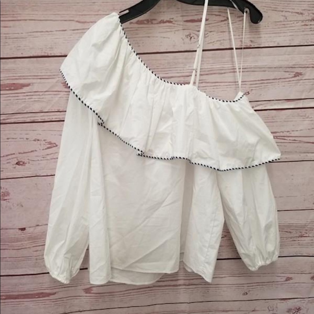 Parker Long Sleeve Cotton Off Shoulder Blouse Retail $178